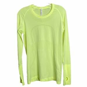 Lululemon Swifty Tech Women's 10 Long Sleeve Shirt Seamless Neon Yellow Pullover